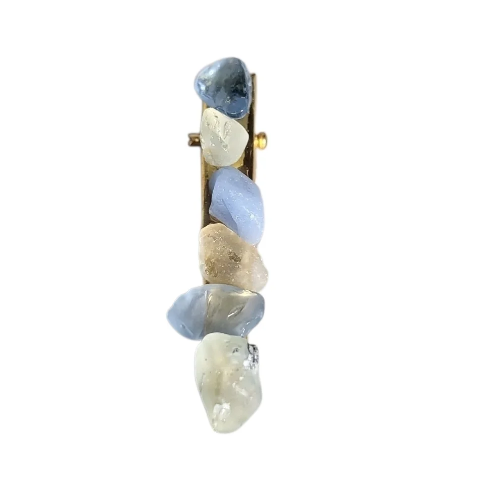 Handmade Sea Glass Barrette Hair Clip - Blue & White Beach Glass